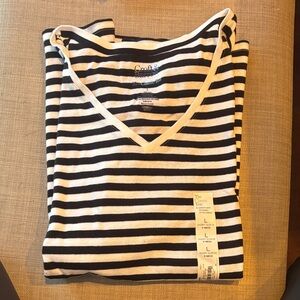 Croft & Barrow Black and White Striped Short Sleeve Tee